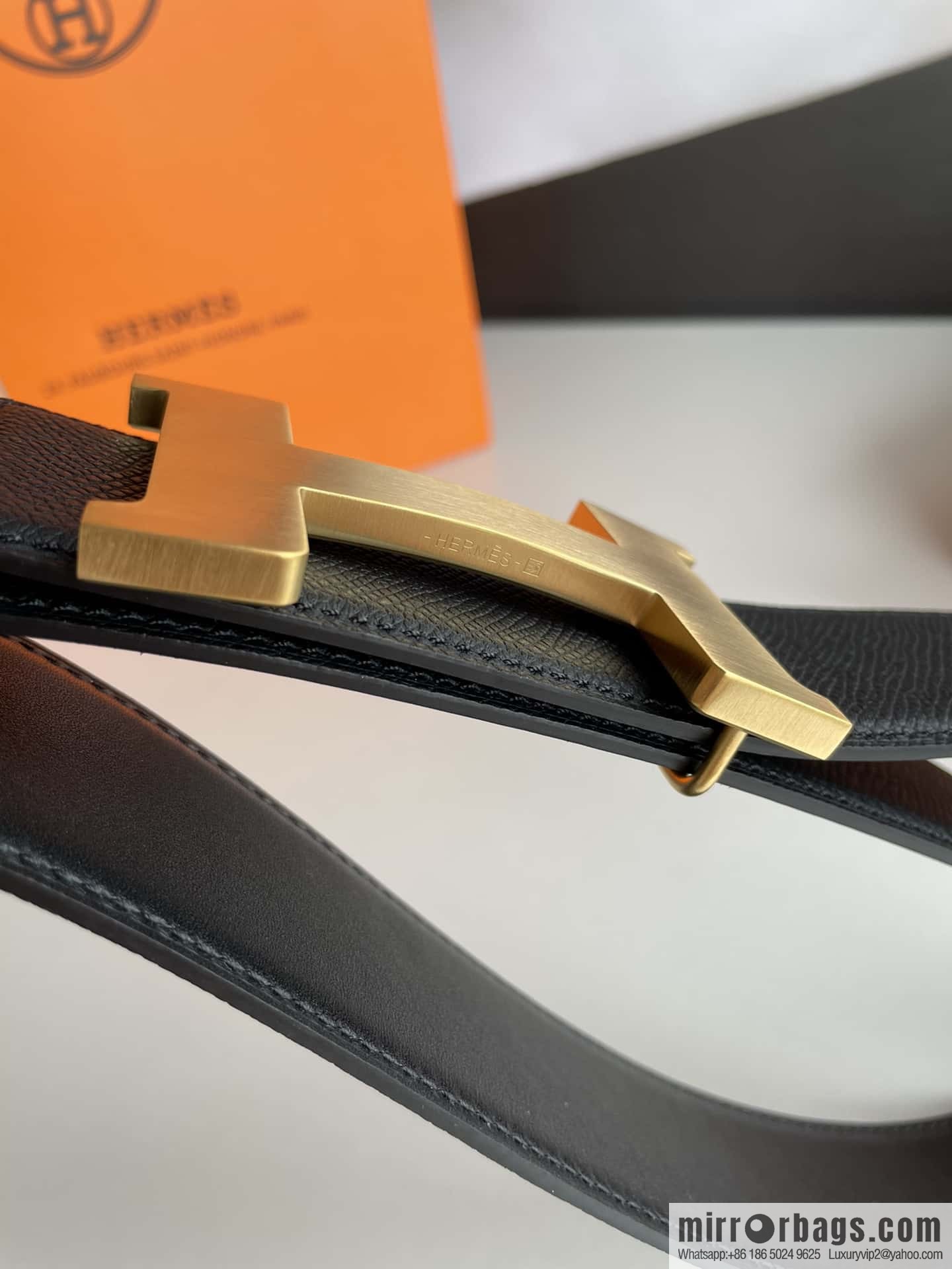 Hermes Hermes, solder joint metal buckle men's belt 4.2cm