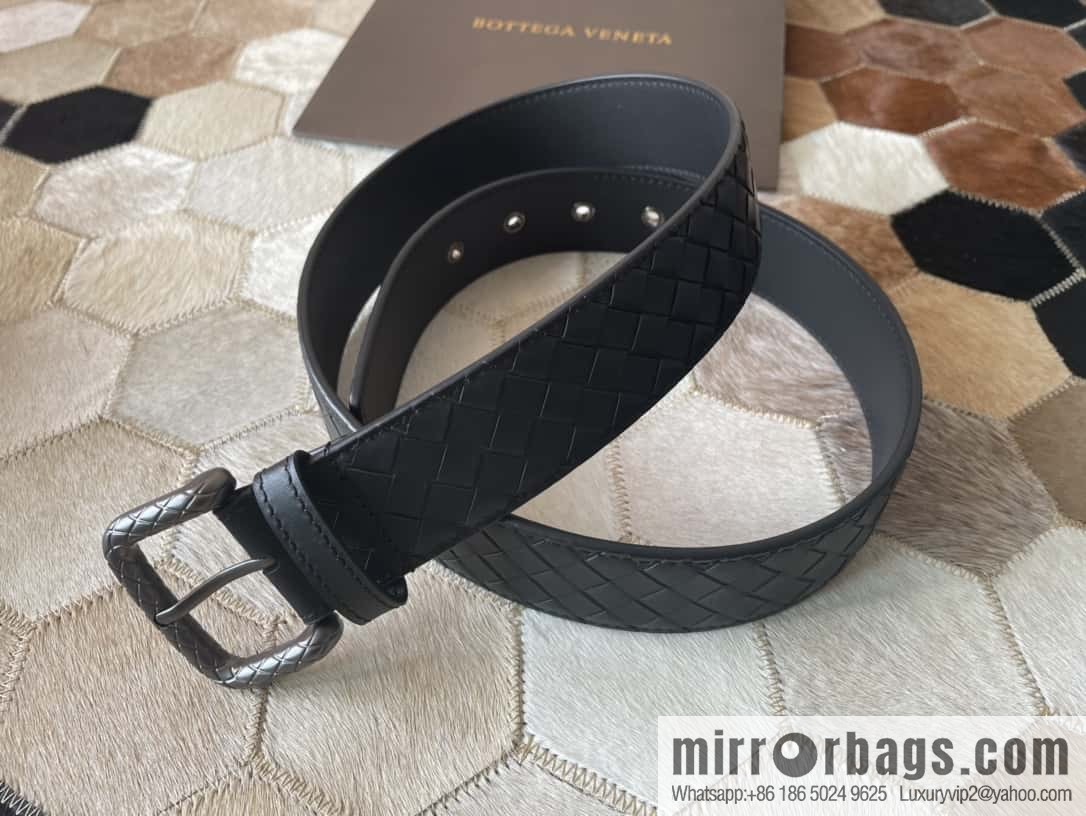 Bottega Veneta Butterfly Replica Luxury Handbag, Men's Hand-woven Cowhide Pattern Engraved Pin Buckle Belt 3.5cm