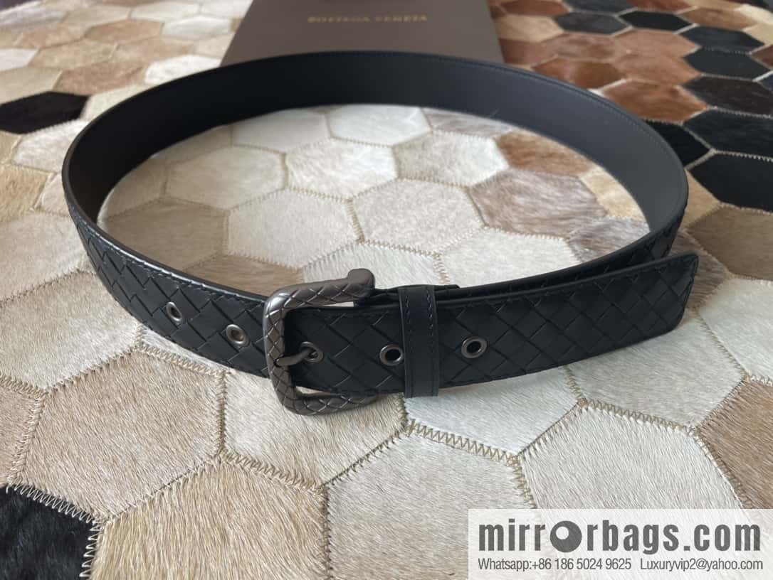 Bottega Veneta Butterfly Replica Luxury Handbag, Men's Hand-woven Cowhide Pattern Engraved Pin Buckle Belt 3.5cm