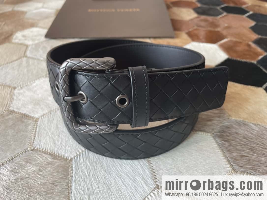 Bottega Veneta Butterfly Replica Luxury Handbag, Men's Hand-woven Cowhide Pattern Engraved Pin Buckle Belt 3.5cm