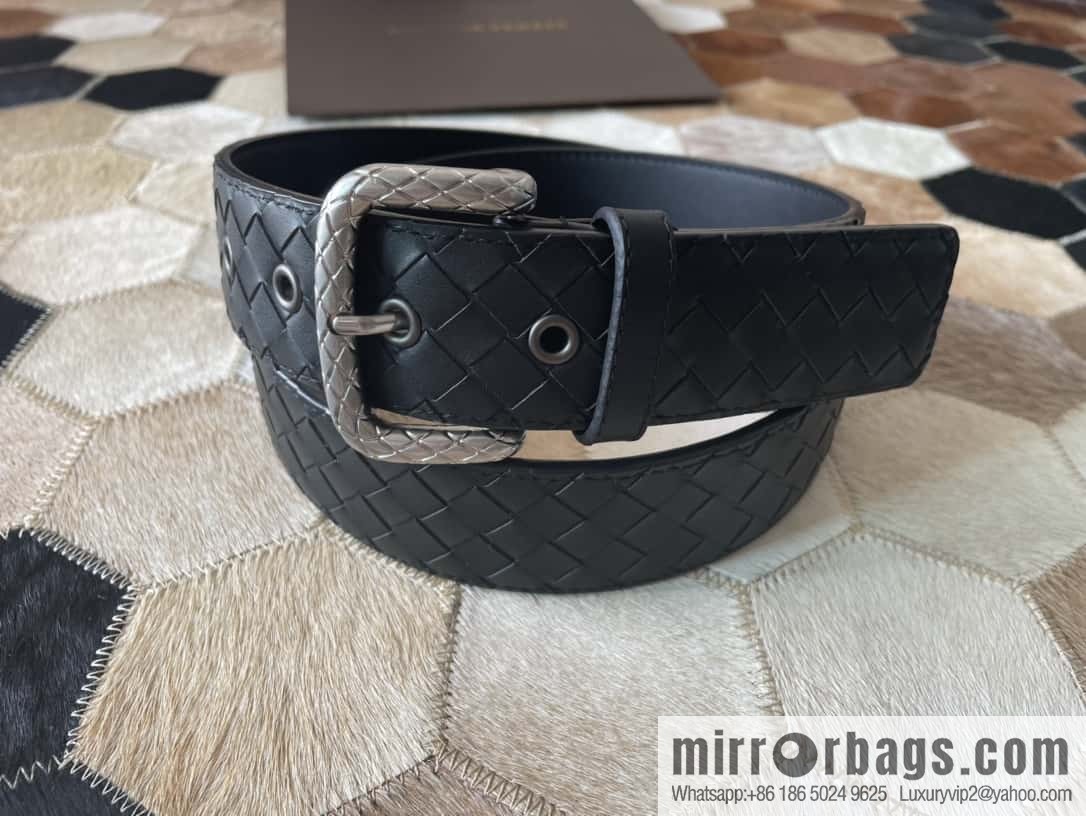 Bottega Veneta Butterfly Replica Luxury Handbag, Men's Hand-woven Cowhide Pattern Engraved Pin Buckle Belt 3.5cm