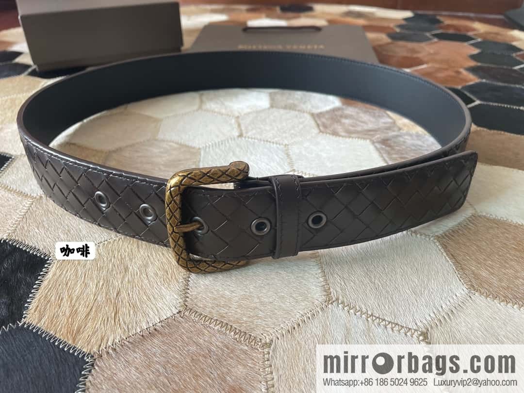 Bottega Veneta Butterfly Replica Luxury Handbag, Men's Hand-woven Cowhide Pattern Engraved Pin Buckle Belt 3.5cm