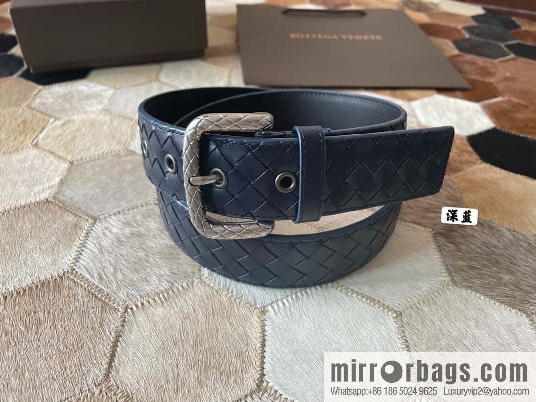 Bottega Veneta Butterfly Replica Luxury Handbag, Men's Hand-woven Cowhide Pattern Engraved Pin Buckle Belt 3.5cm