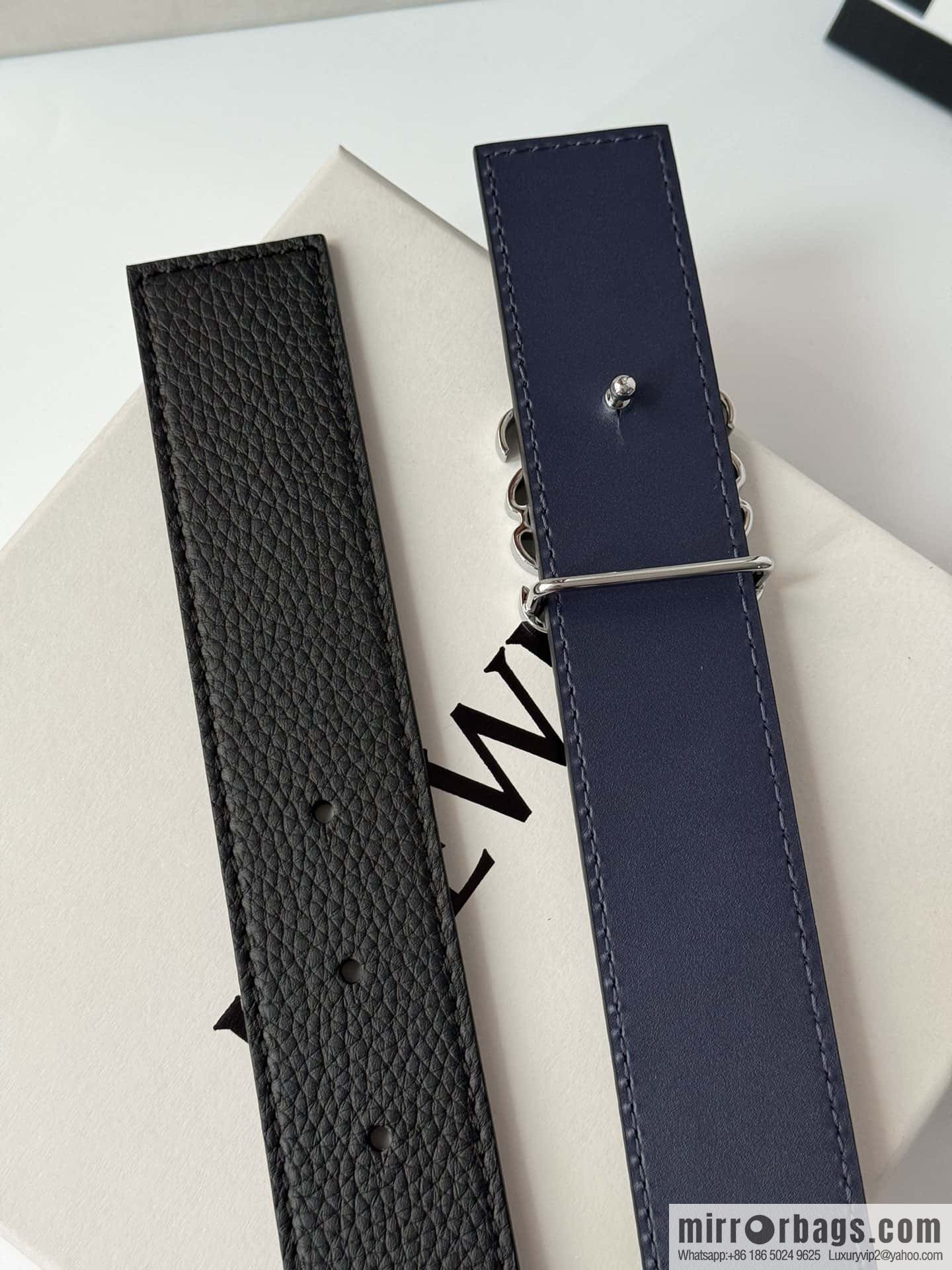 LOEWE Luo Yiwei, men's Spanish style logo metal buckle retro craftsmanship double-sided cowhide belt 3.5cm