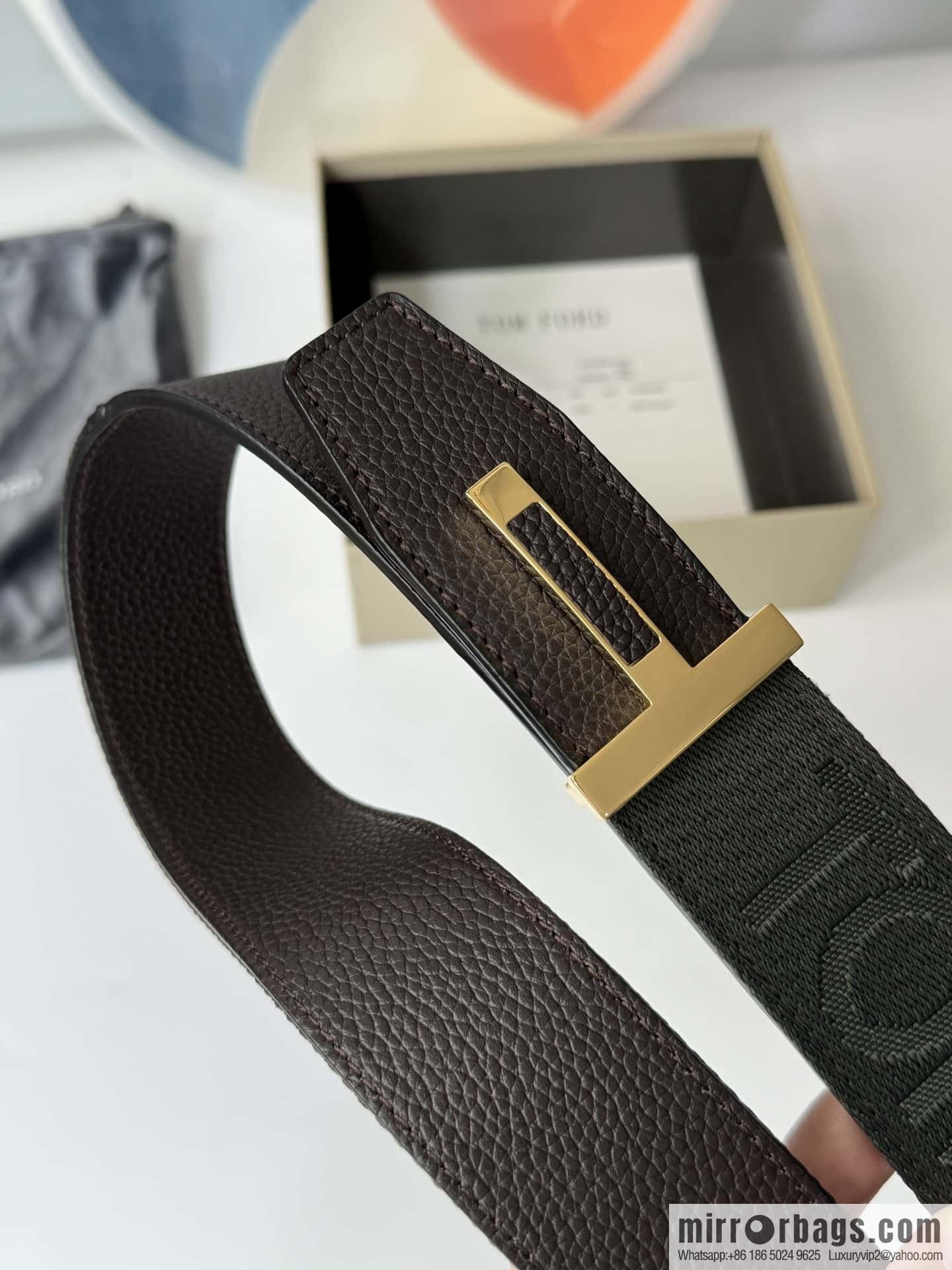 TOMFORD Tom Ford, Men's T-Buckle Double-Sided Belt 4.0CM