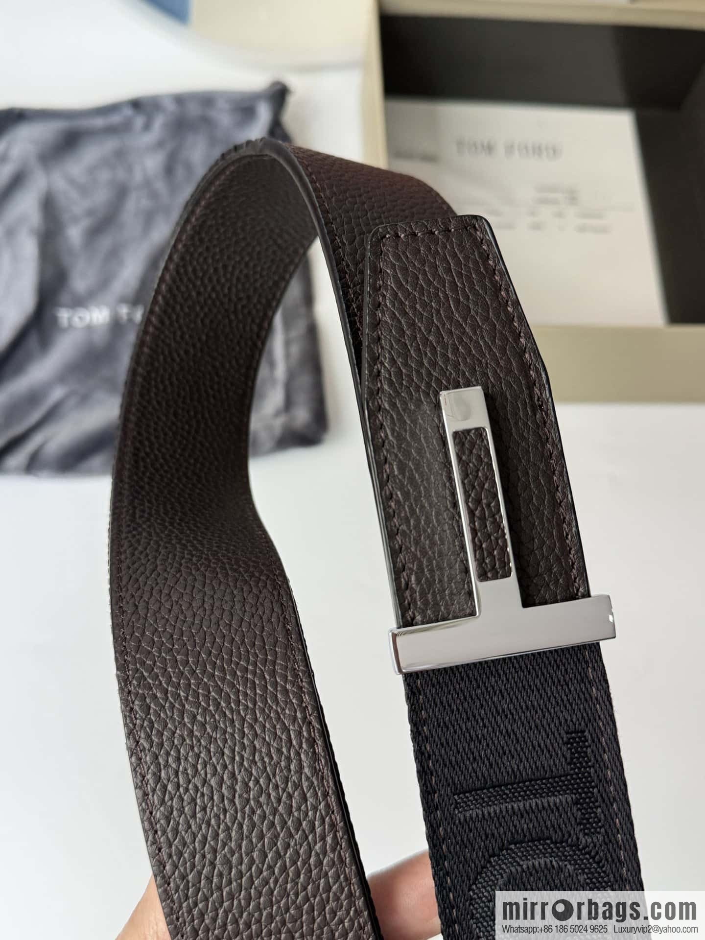 TOMFORD Tom Ford, Men's T-Buckle Double-Sided Belt 4.0CM