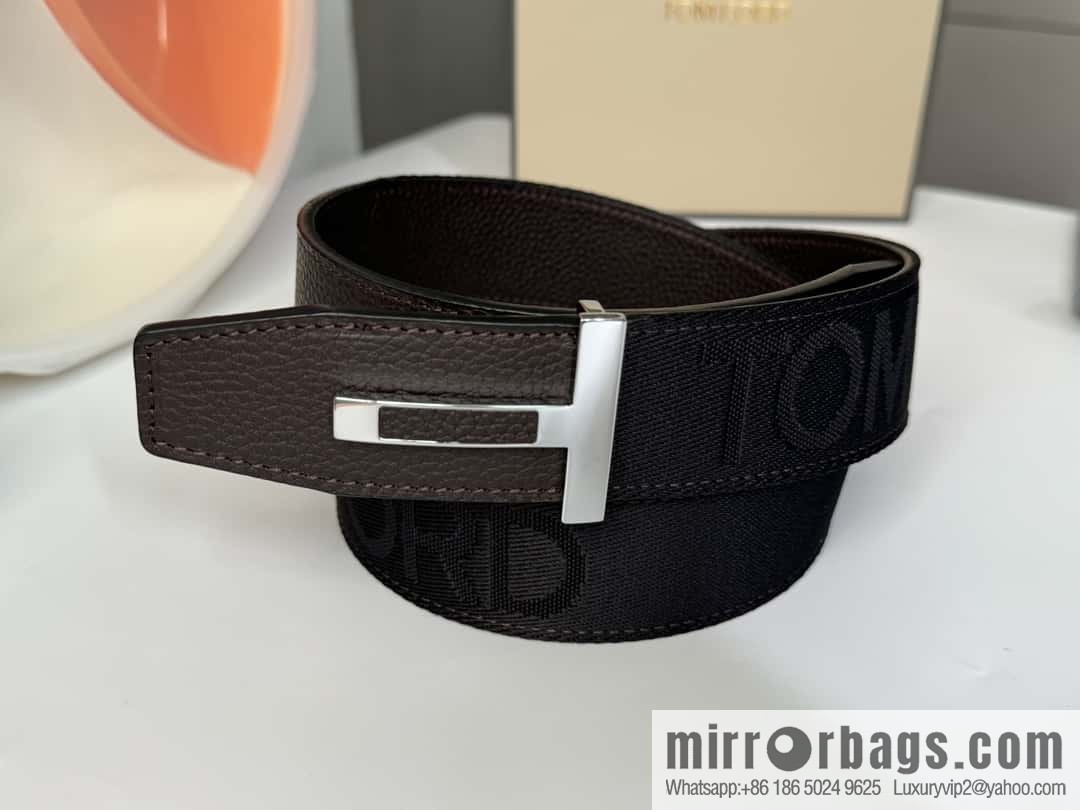 TOMFORD Tom Ford, Men's T-Buckle Double-Sided Belt 4.0CM