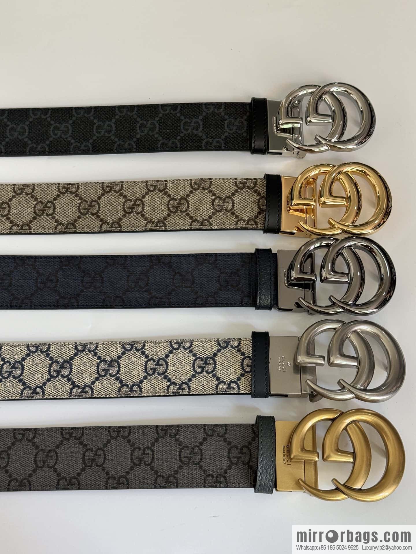 GUCCI 3.7cm double G bright rotary buckle with double-sided belt