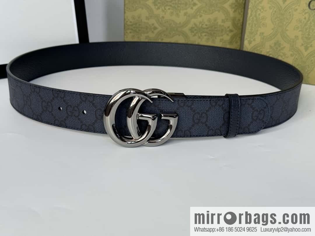 GUCCI 3.7cm double G bright rotary buckle with double-sided belt
