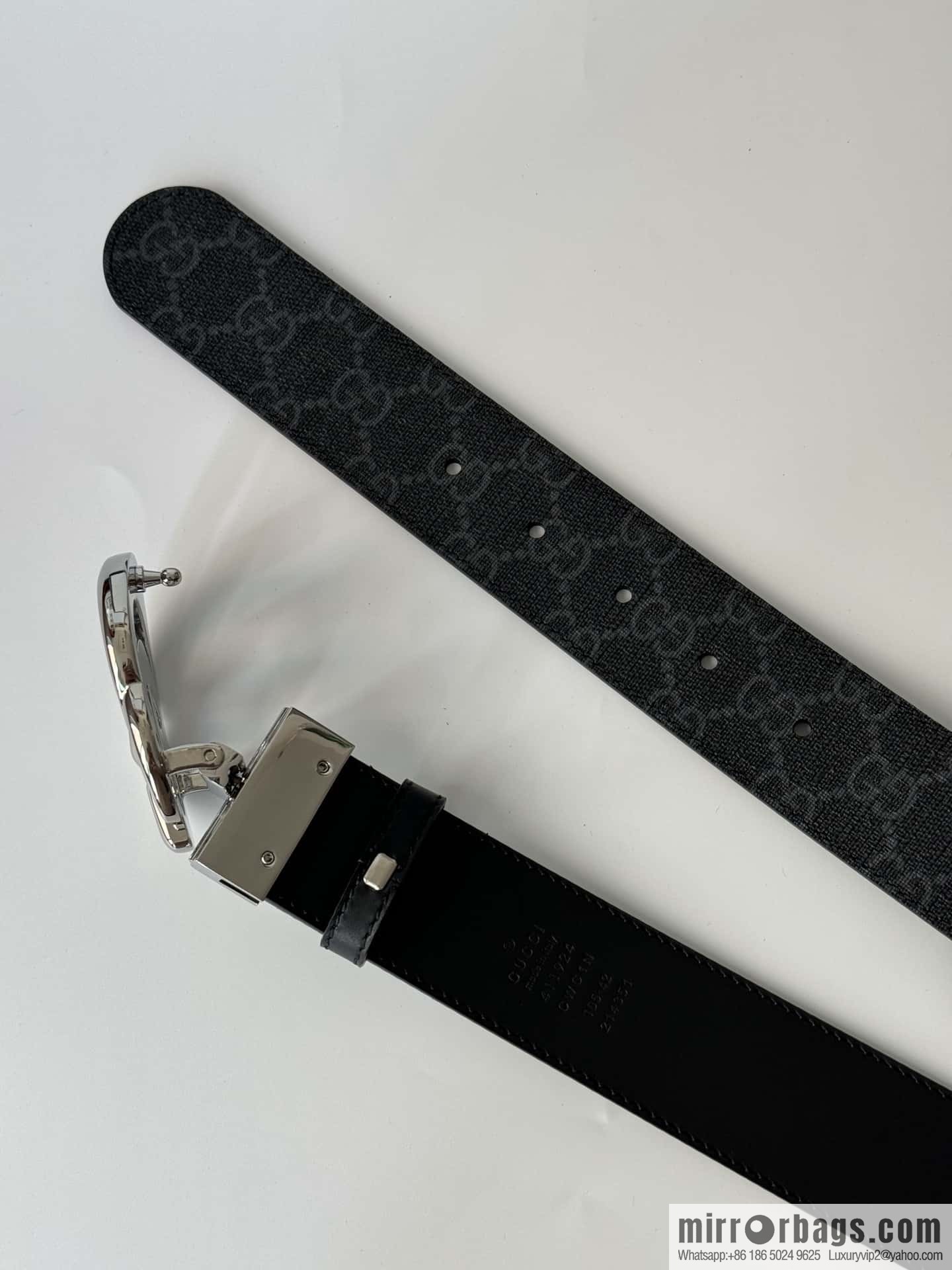 GUCCI 3.7cm double G bright rotary buckle with double-sided belt