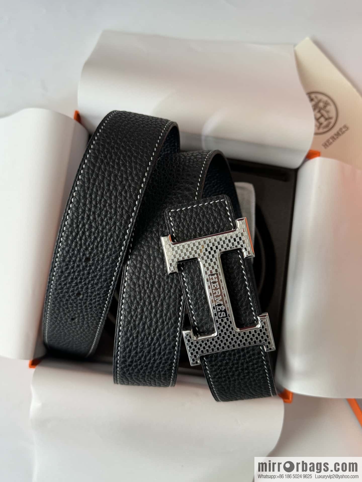 Hermes, Men's Double-Sided Lychee Belt 38mm