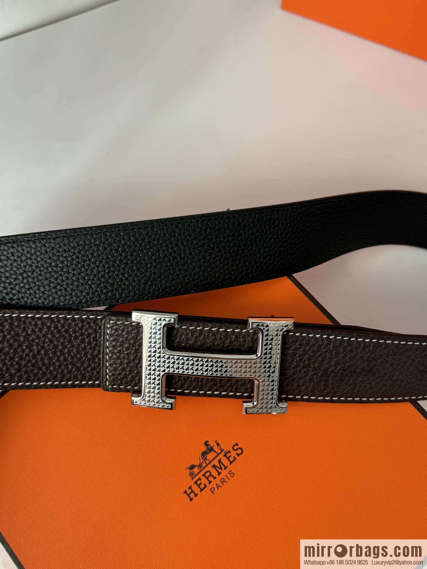 Hermes, Men's Double-Sided Lychee Belt 38mm