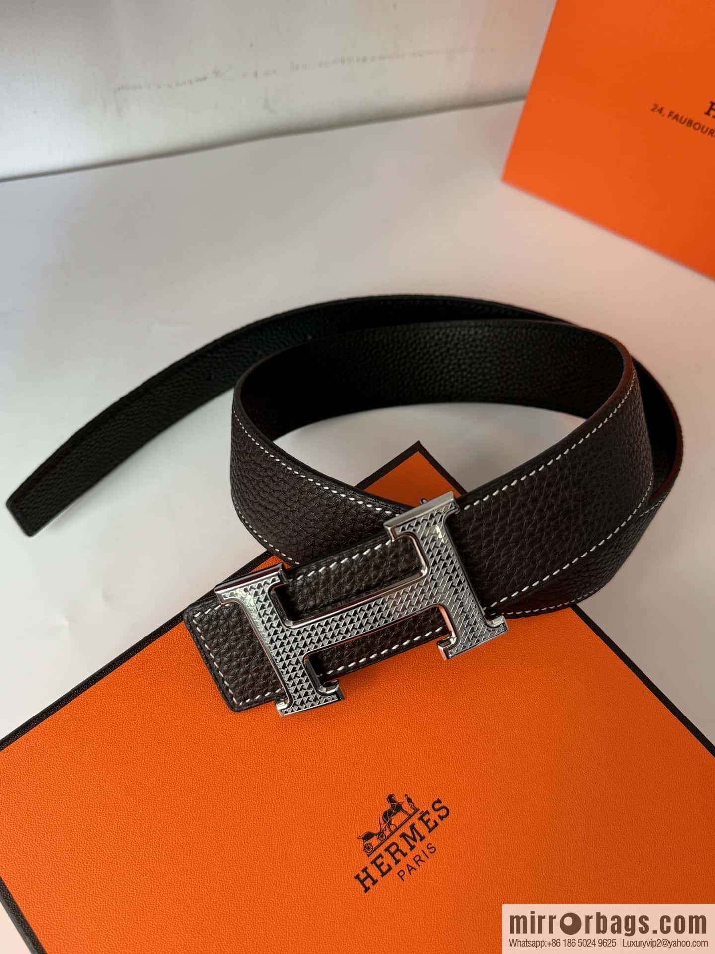 Hermes, Men's Double-Sided Lychee Belt 38mm
