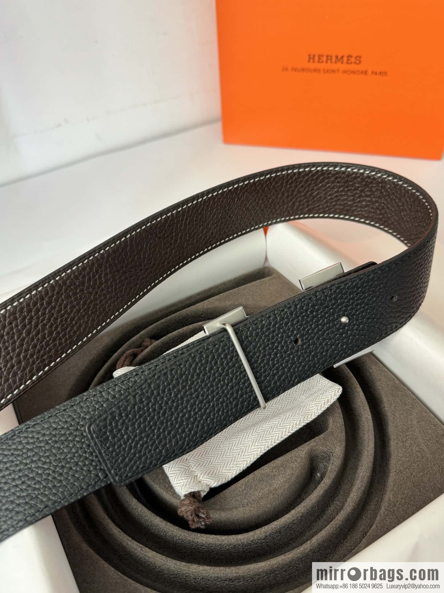 Hermes, Men's Double-Sided Lychee Belt 38mm