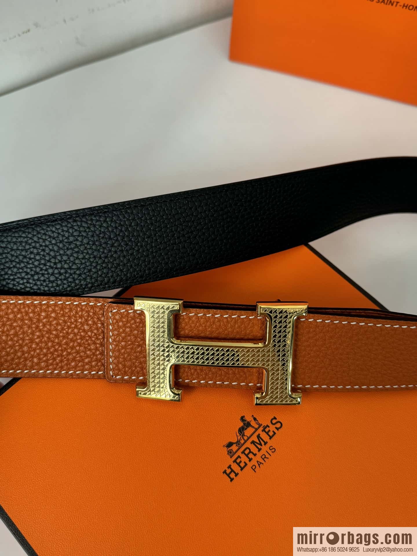Hermes, Men's Double-Sided Lychee Belt 38mm