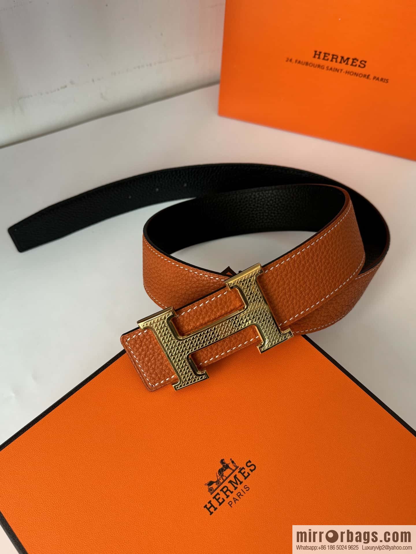 Hermes, Men's Double-Sided Lychee Belt 38mm
