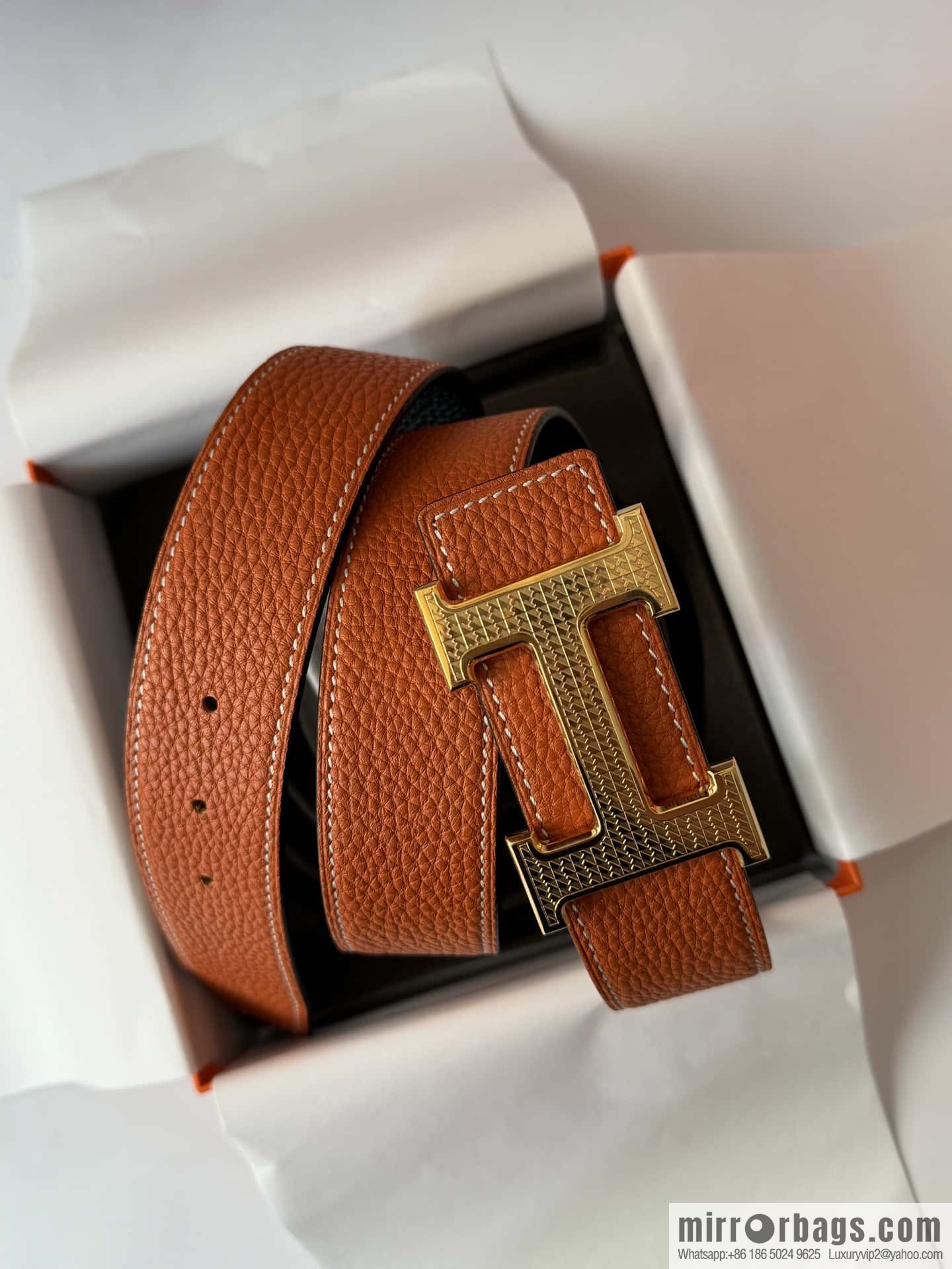 Hermes, Men's Double-Sided Lychee Belt 38mm