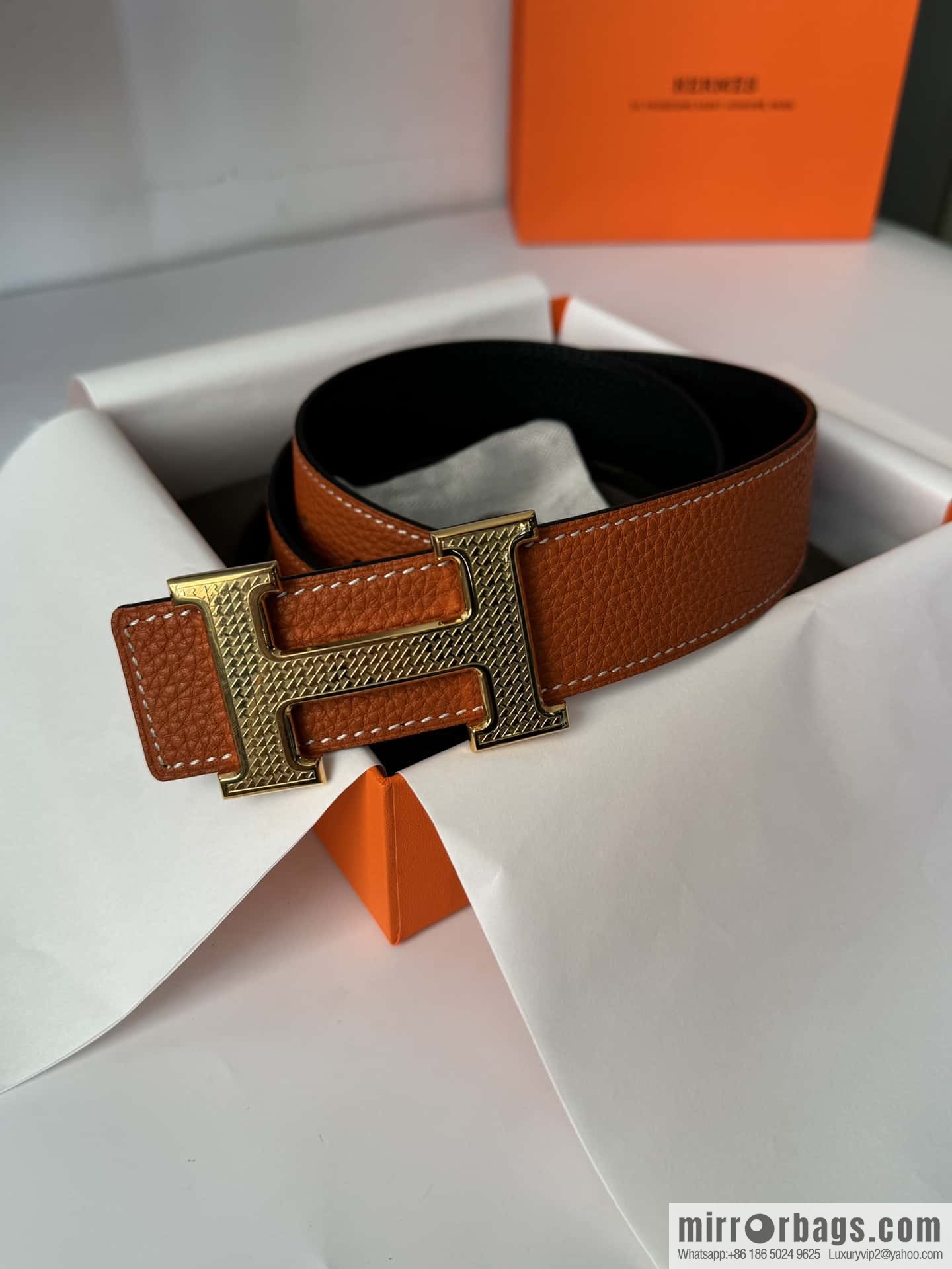 Hermes, Men's Double-Sided Lychee Belt 38mm