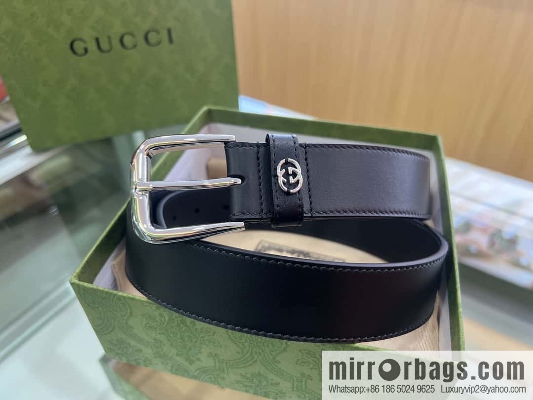 Gucci Gucci, double-sided first-layer cowhide pure copper hardware electroplated double G counter new belt 3.5cm