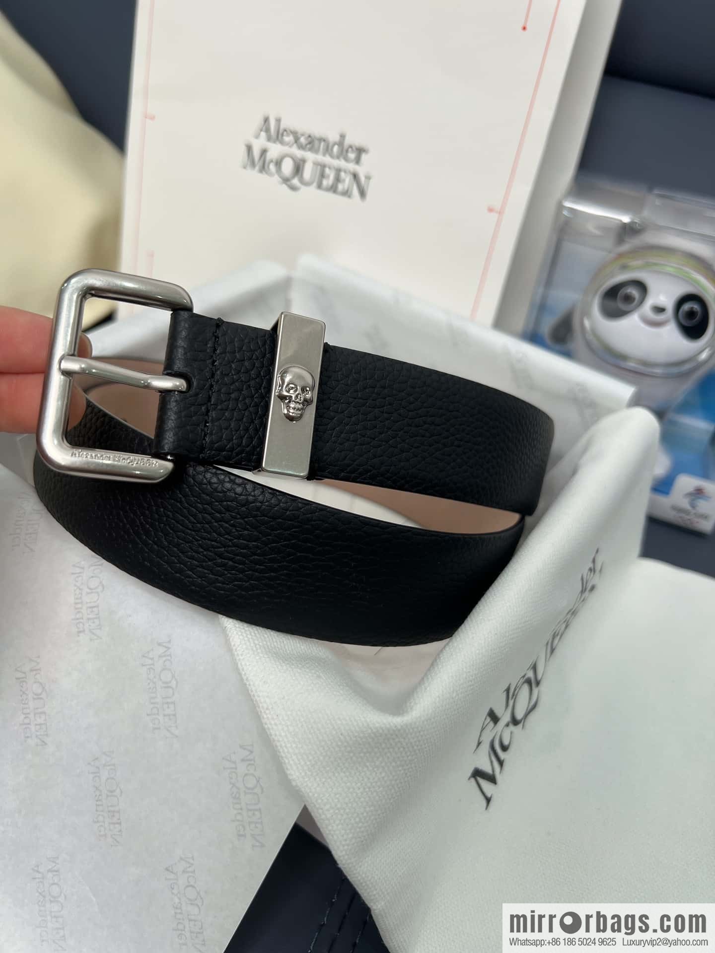 Alexander Alexander McQueen, top layer cowhide lychee texture gold-filled belt marked metal buckle men's belt