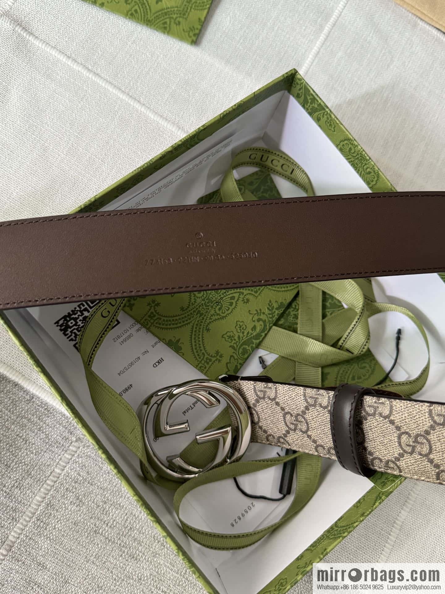 GUCCI men's PVC with leather double G boutique new metal buckle 38mm