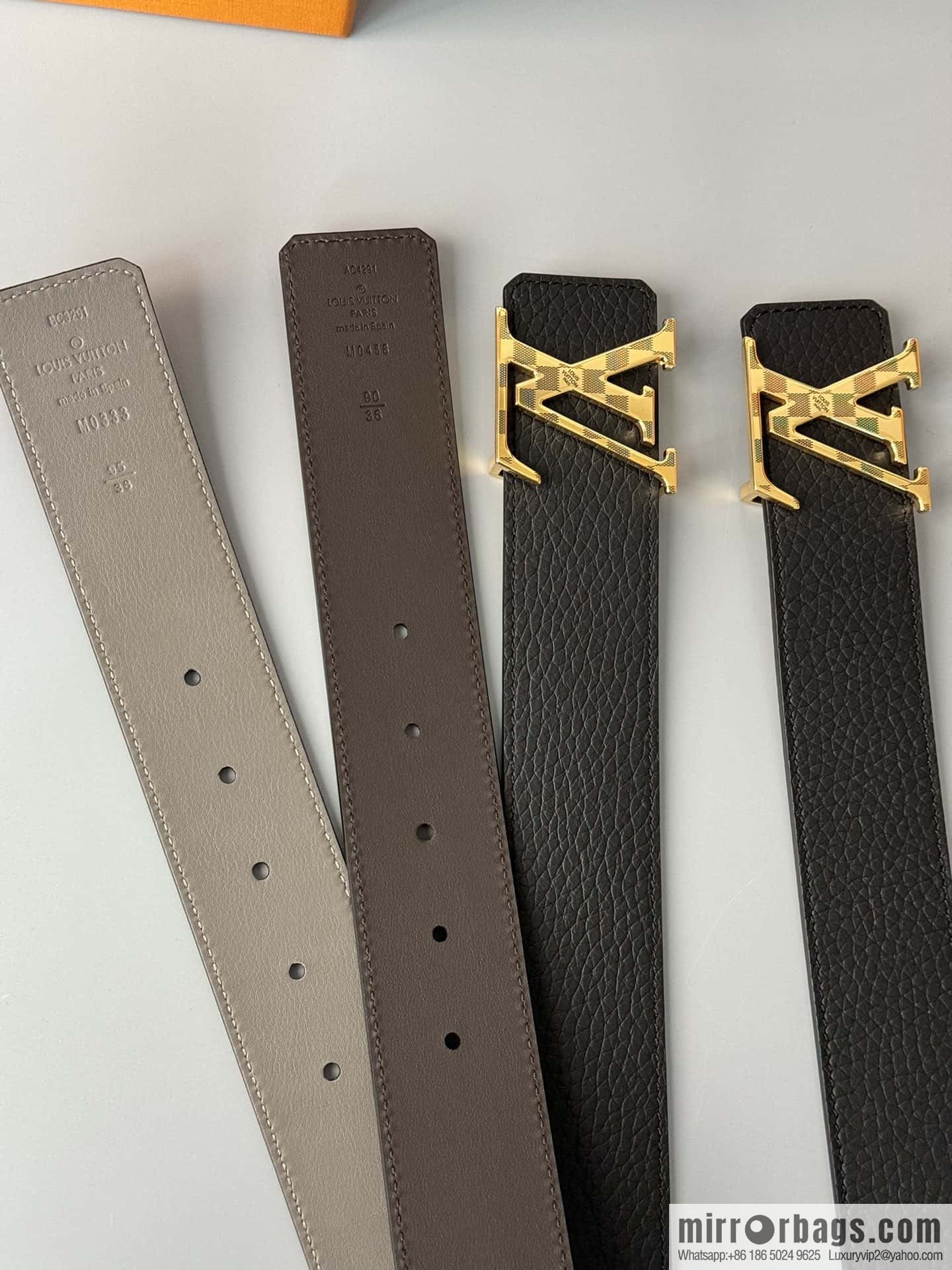 LV Men's Belt DamierLV Double Sided Belt 4.0mm m0458