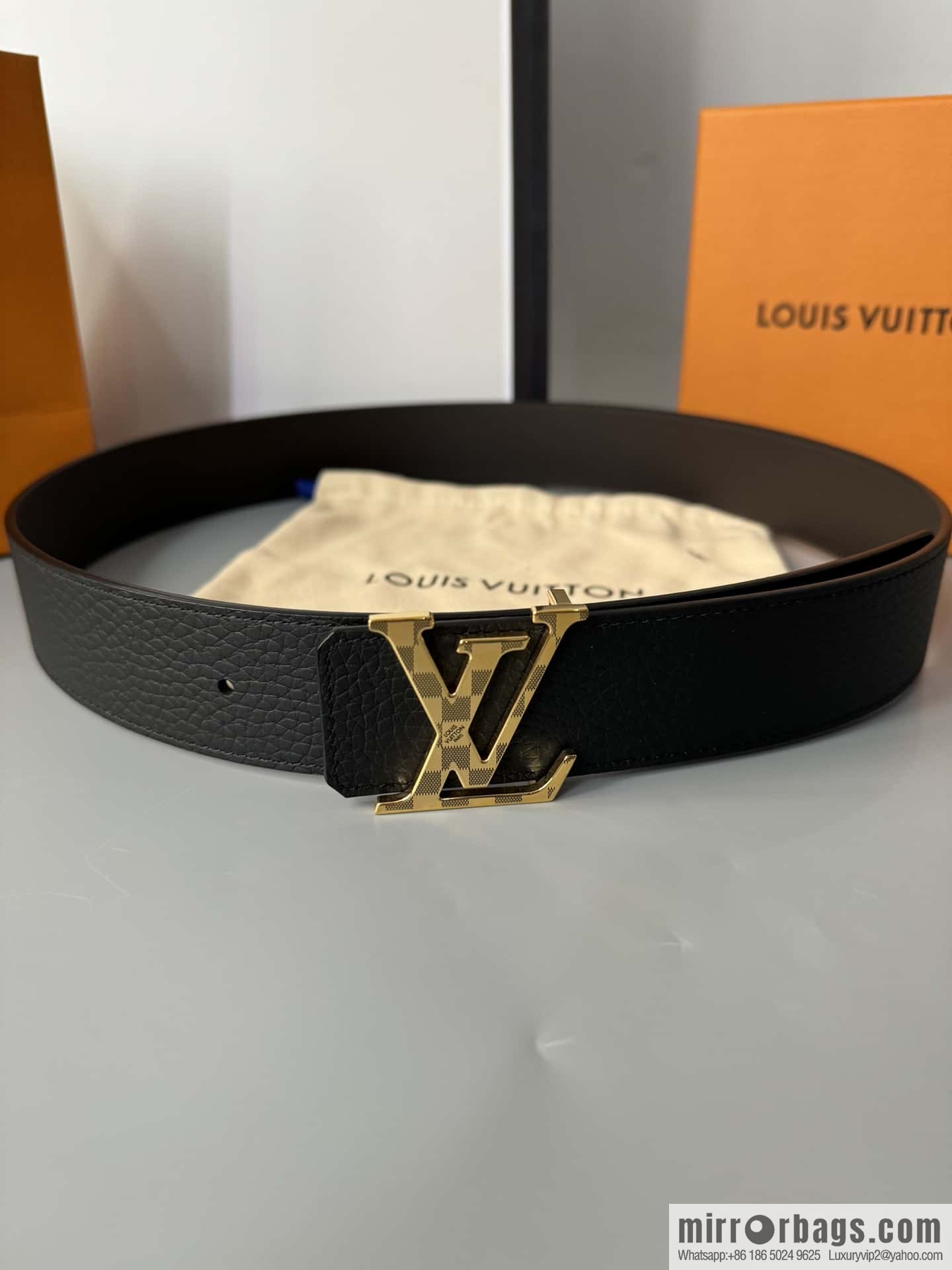 LV Men's Belt DamierLV Double Sided Belt 4.0mm m0458