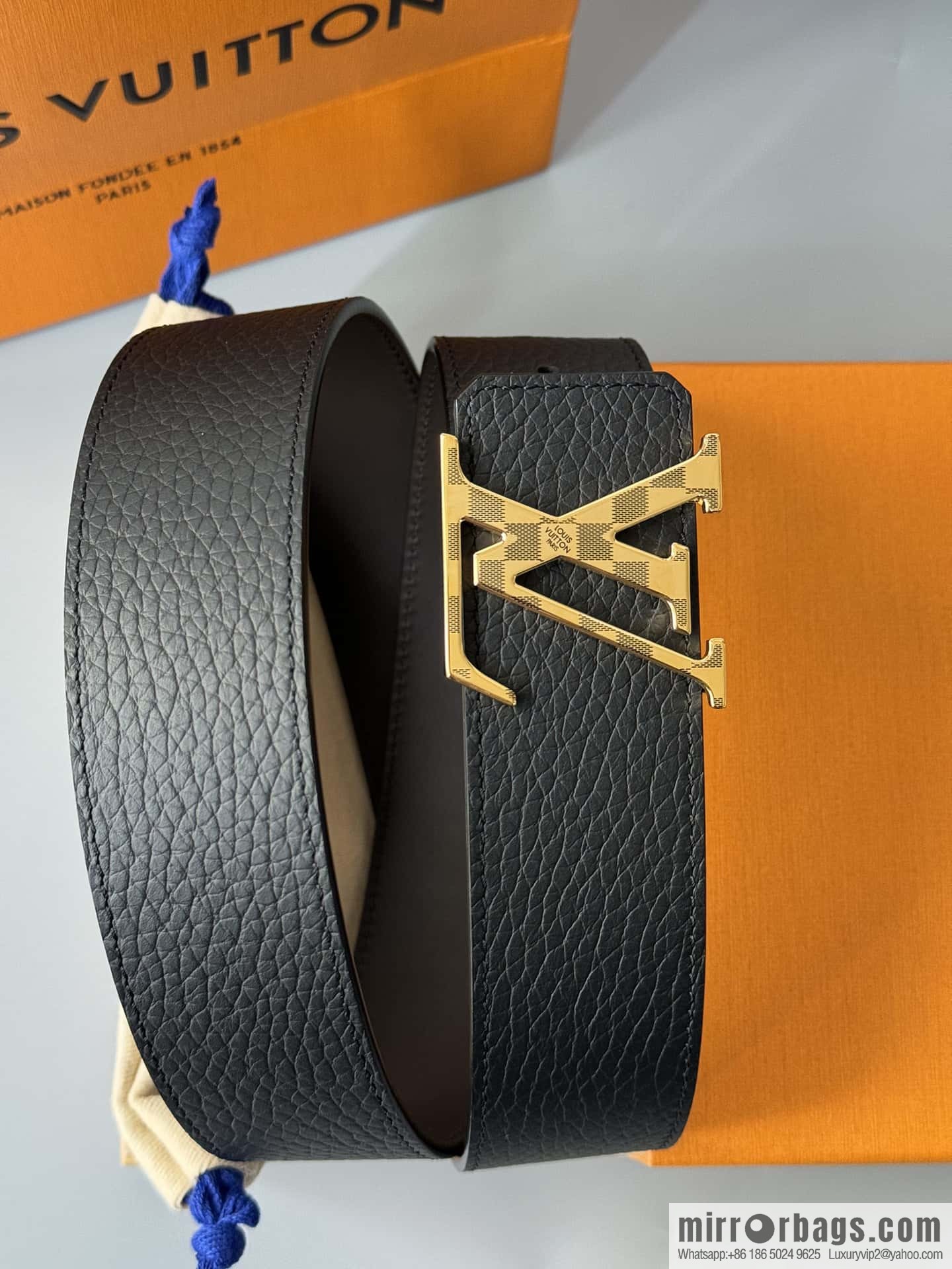 LV Men's Belt DamierLV Double Sided Belt 4.0mm m0458