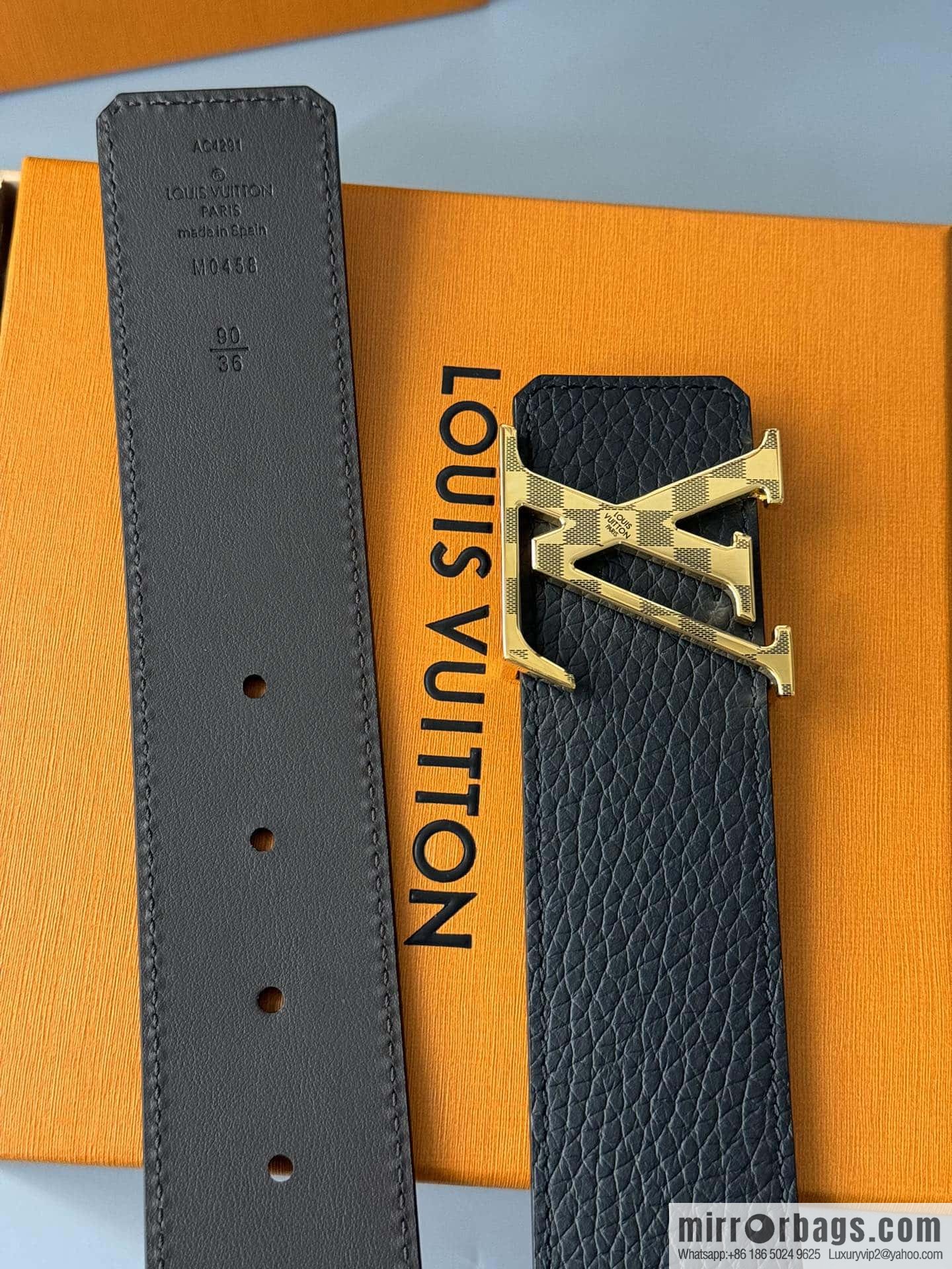 LV Men's Belt DamierLV Double Sided Belt 4.0mm m0458