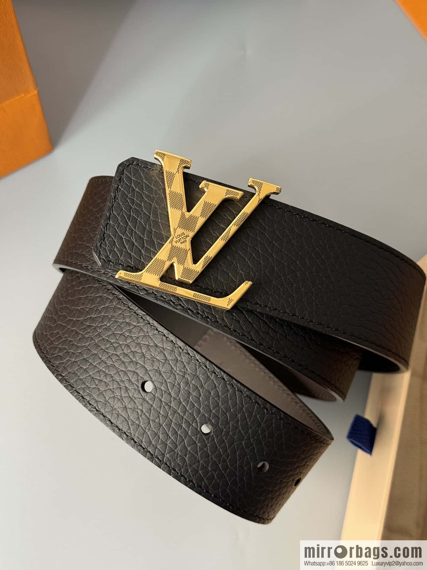 LV Men's Belt DamierLV Double Sided Belt 4.0mm m0458