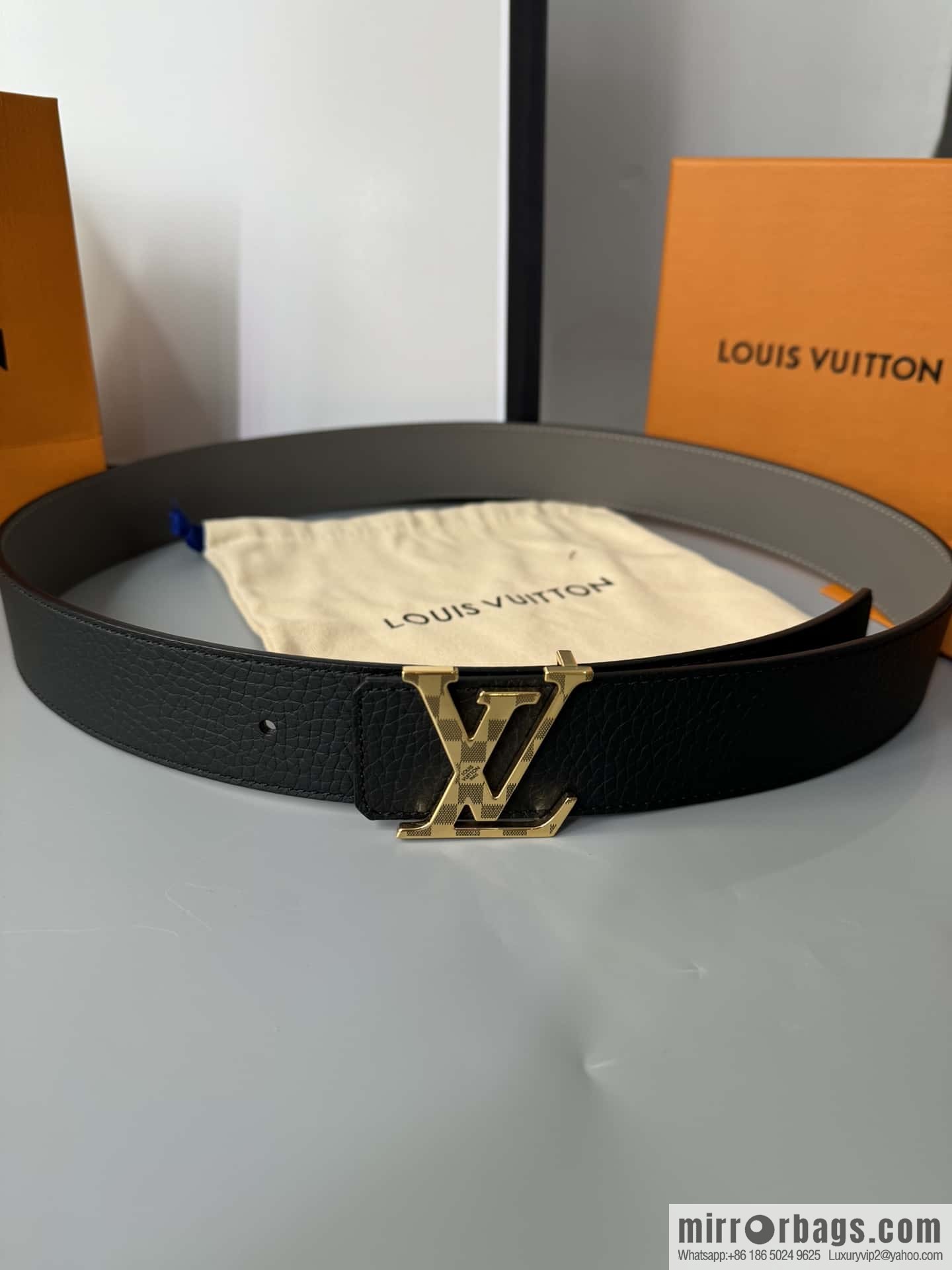 LV Men's Belt DamierLV Double Sided Belt 4.0mm m0458