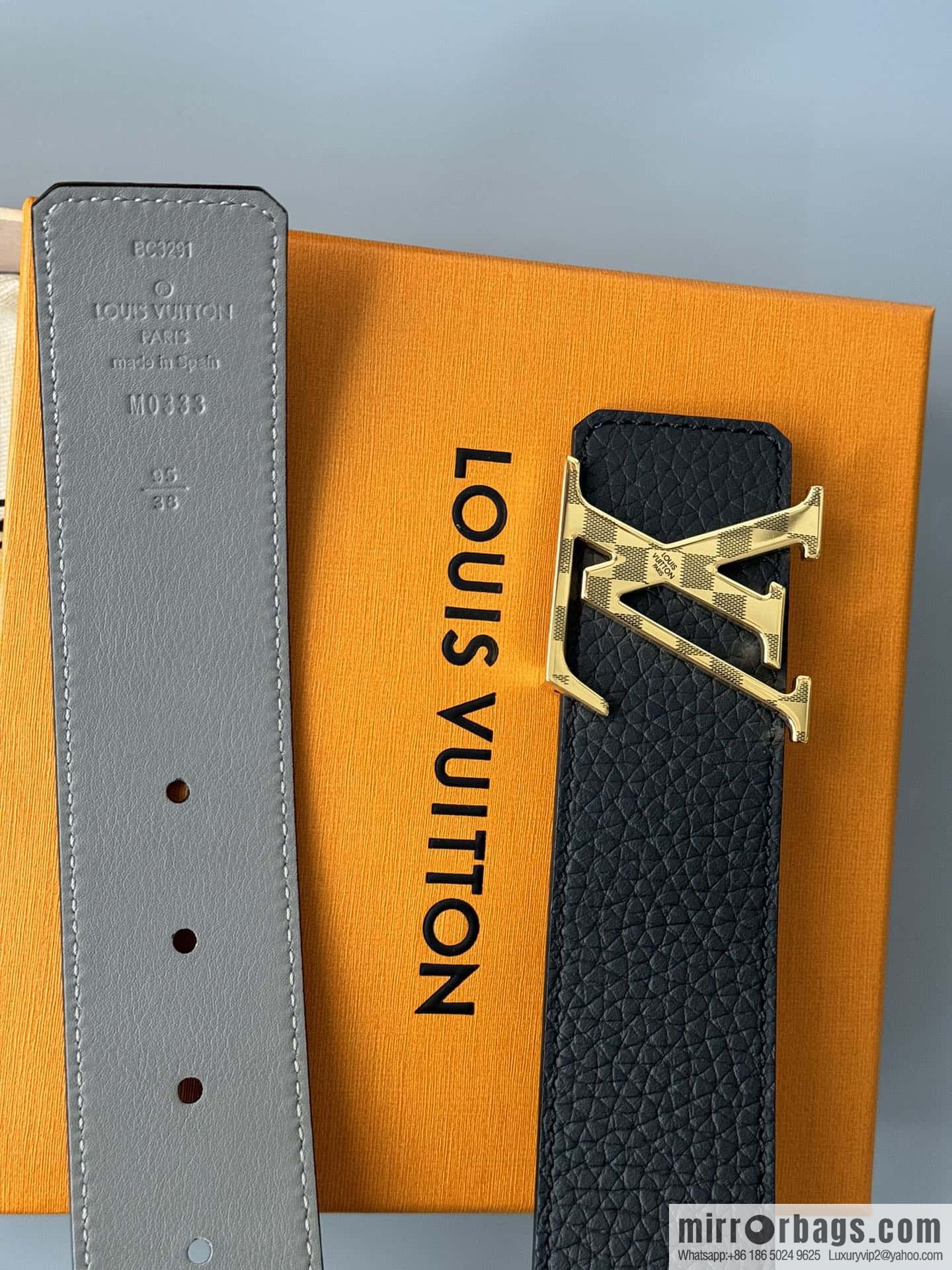 LV Men's Belt DamierLV Double Sided Belt 4.0mm m0458