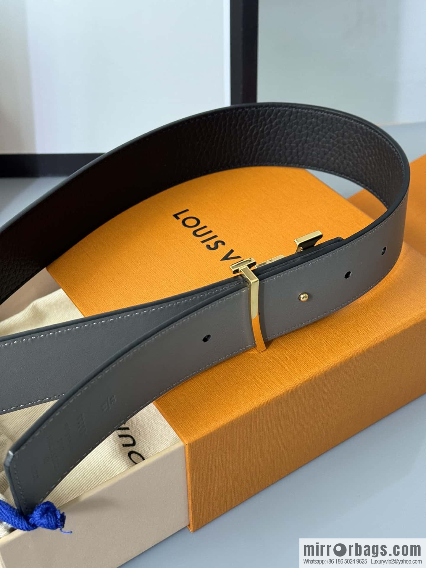 LV Men's Belt DamierLV Double Sided Belt 4.0mm m0458