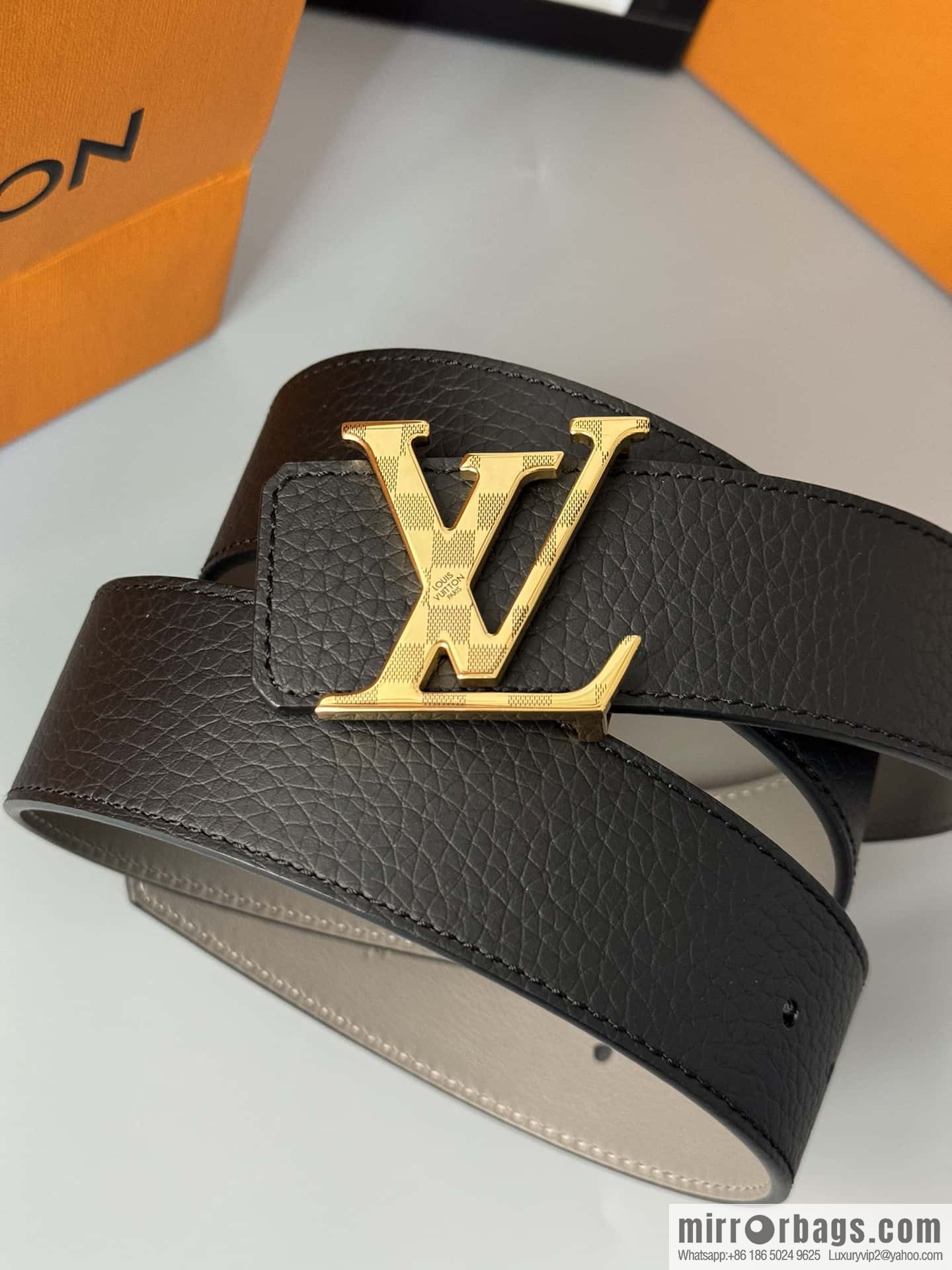 LV Men's Belt DamierLV Double Sided Belt 4.0mm m0458
