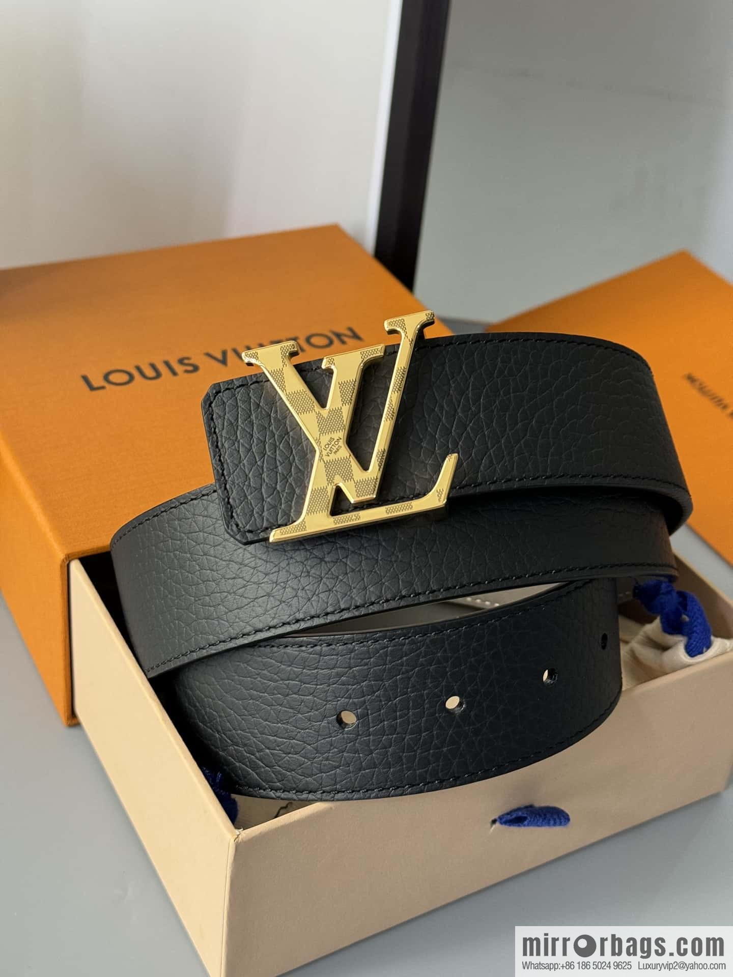 LV Men's Belt DamierLV Double Sided Belt 4.0mm m0458