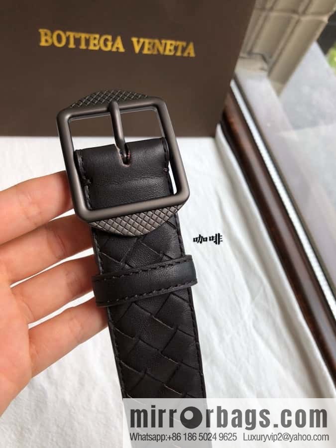 BOTTEGA VENETA, woven cowhide combined with retro needle button belt 3.5CM