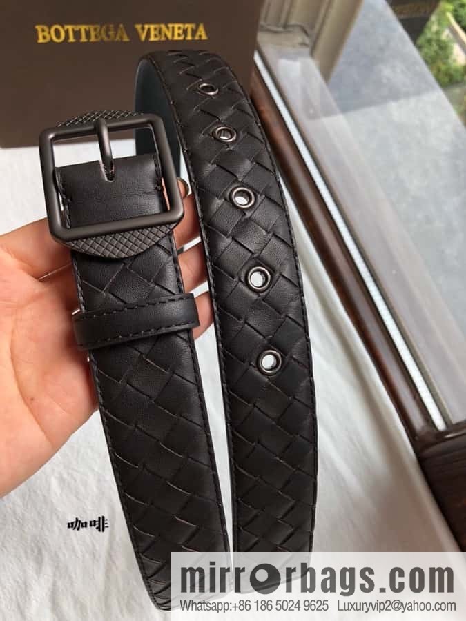 BOTTEGA VENETA, woven cowhide combined with retro needle button belt 3.5CM