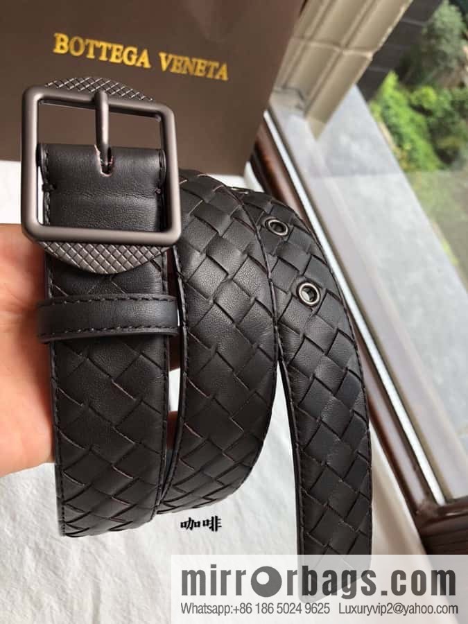 BOTTEGA VENETA, woven cowhide combined with retro needle button belt 3.5CM