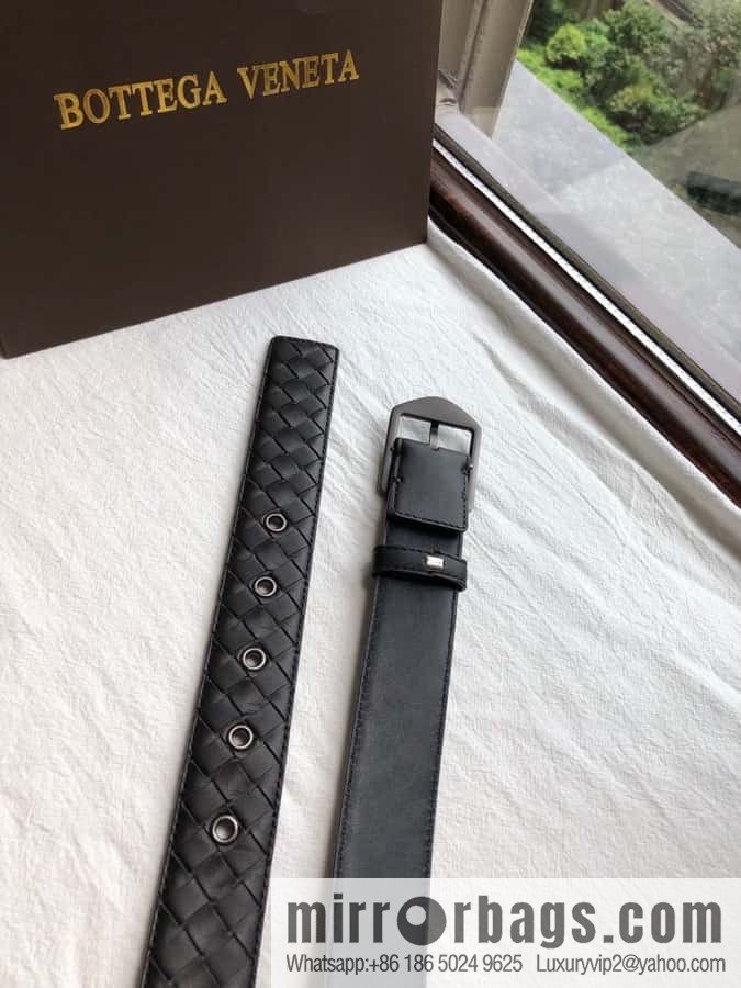 BOTTEGA VENETA, woven cowhide combined with retro needle button belt 3.5CM