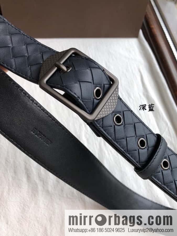 BOTTEGA VENETA, woven cowhide combined with retro needle button belt 3.5CM