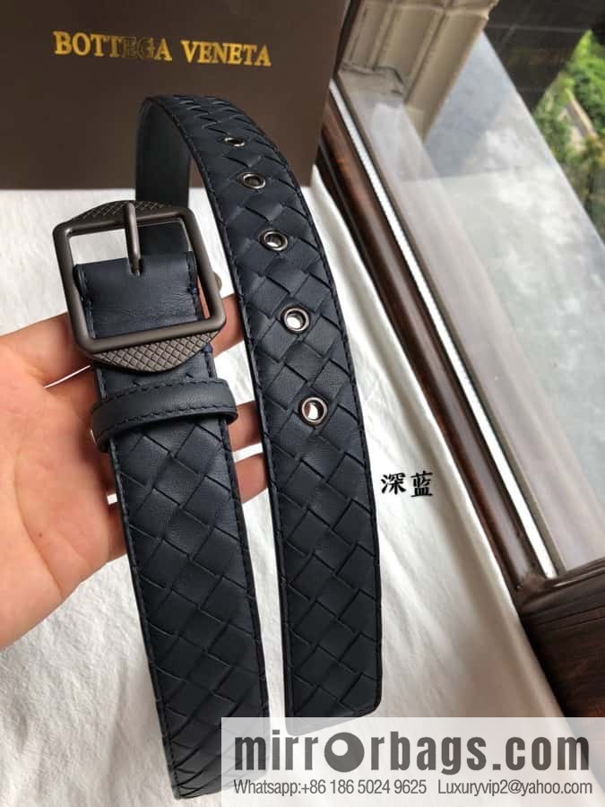 BOTTEGA VENETA, woven cowhide combined with retro needle button belt 3.5CM