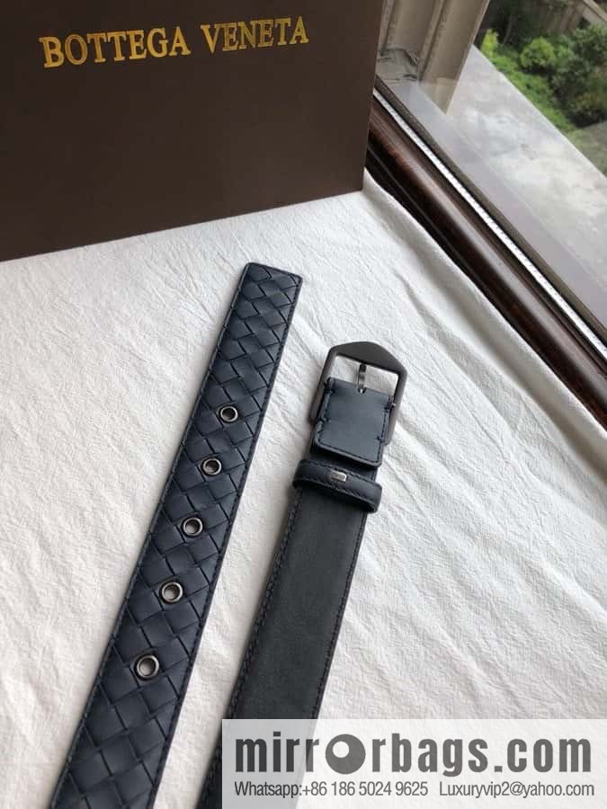 BOTTEGA VENETA, woven cowhide combined with retro needle button belt 3.5CM
