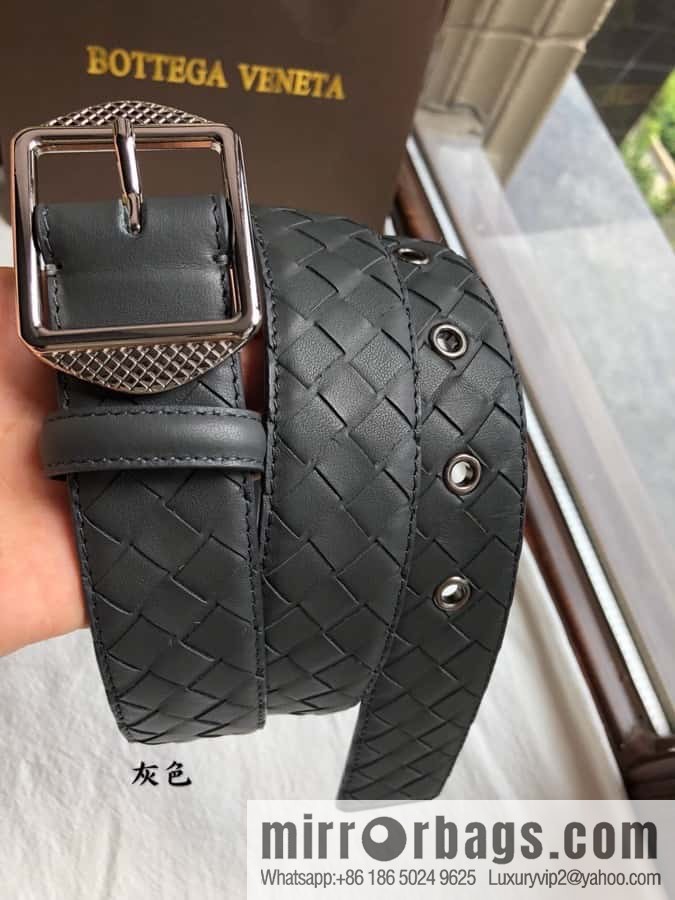 BOTTEGA VENETA, woven cowhide combined with retro needle button belt 3.5CM