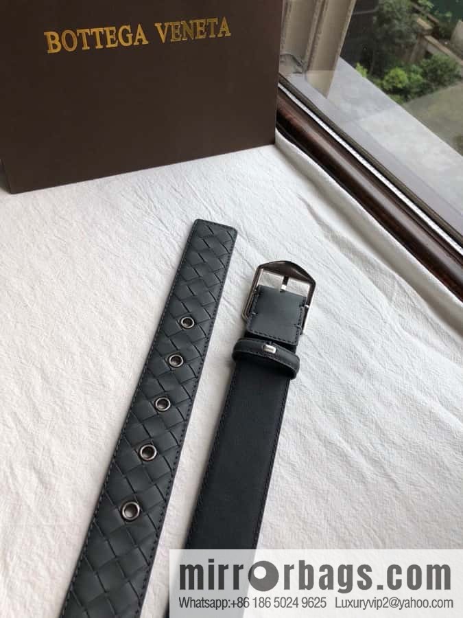 BOTTEGA VENETA, woven cowhide combined with retro needle button belt 3.5CM