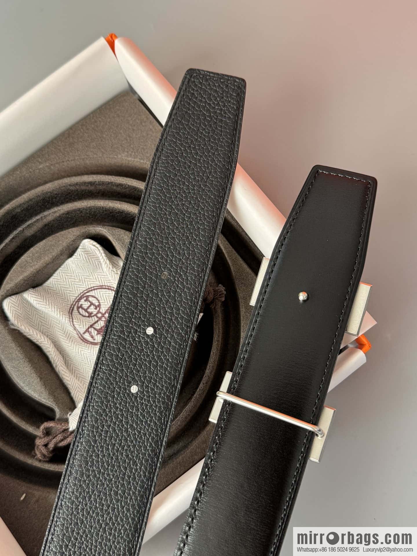 Hermes Togo Leather Double Sided Leather Belt 38mm