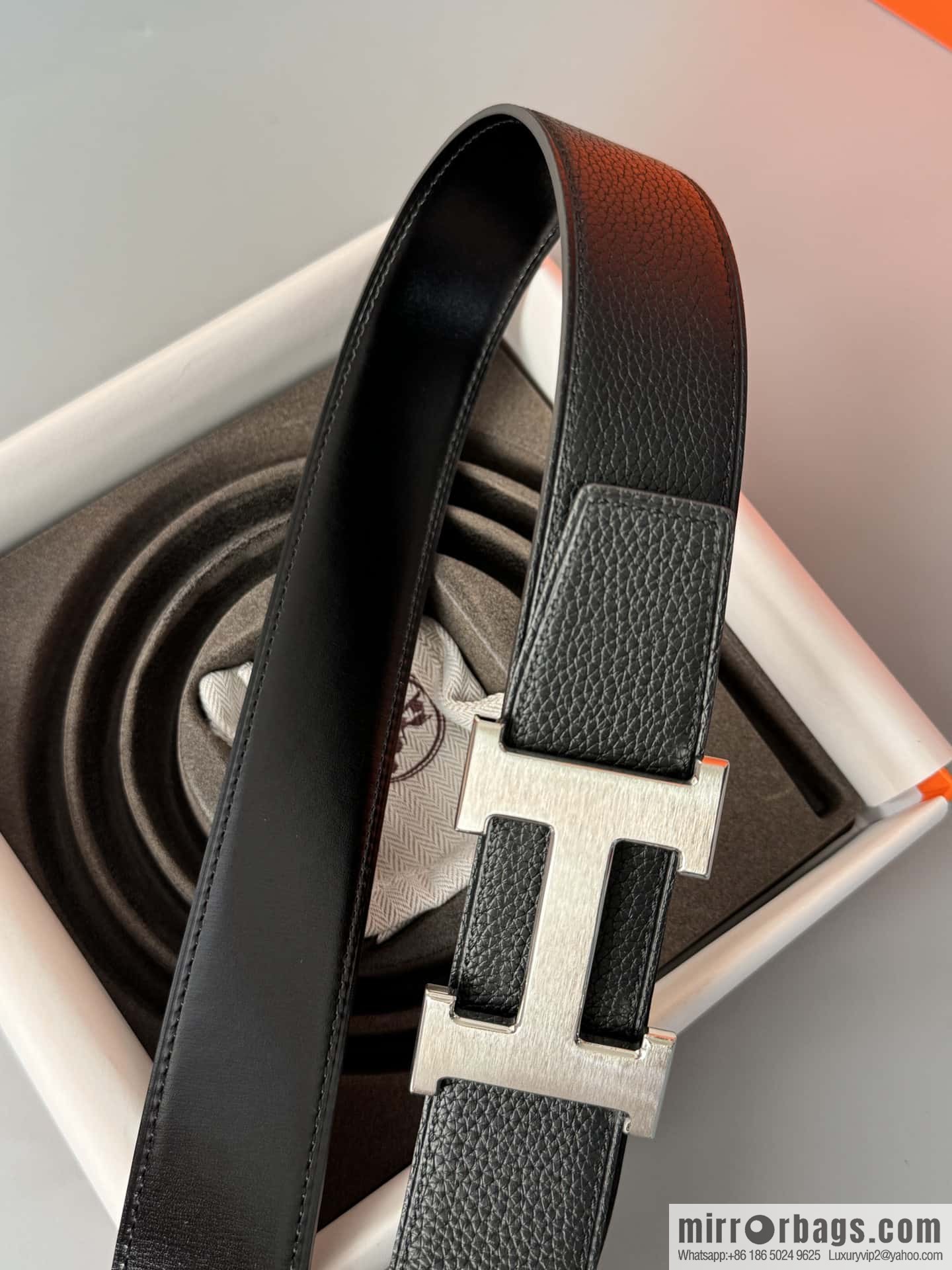 Hermes Togo Leather Double Sided Leather Belt 38mm