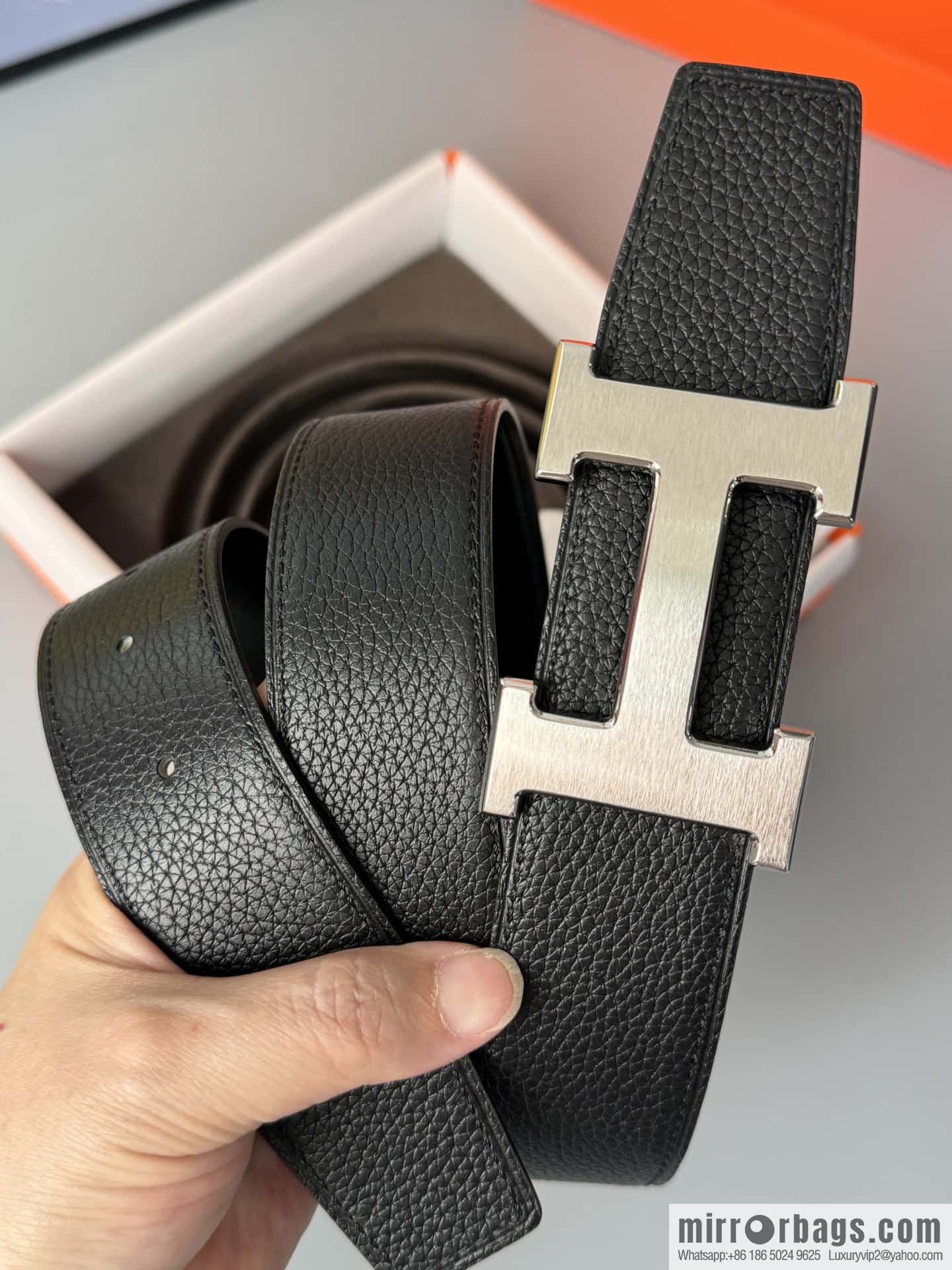 Hermes Togo Leather Double Sided Leather Belt 38mm