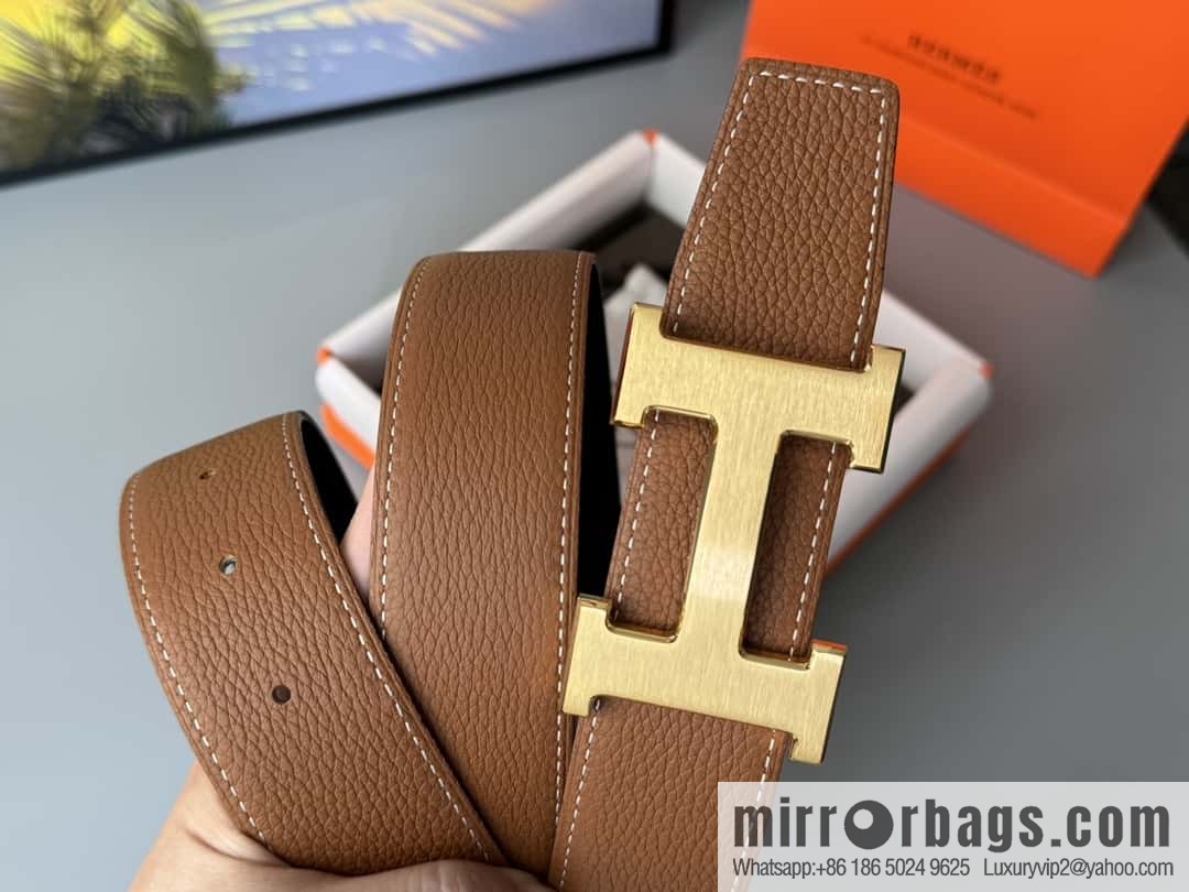 Hermes Togo Leather Double Sided Leather Belt 38mm