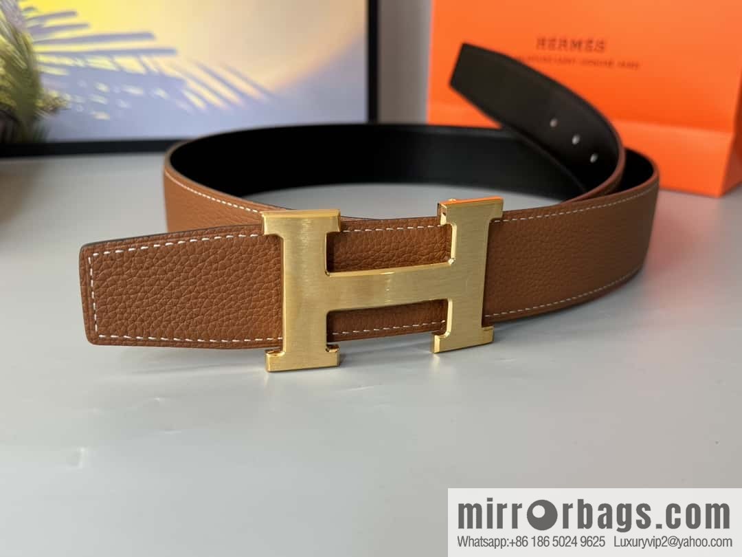 Hermes Togo Leather Double Sided Leather Belt 38mm
