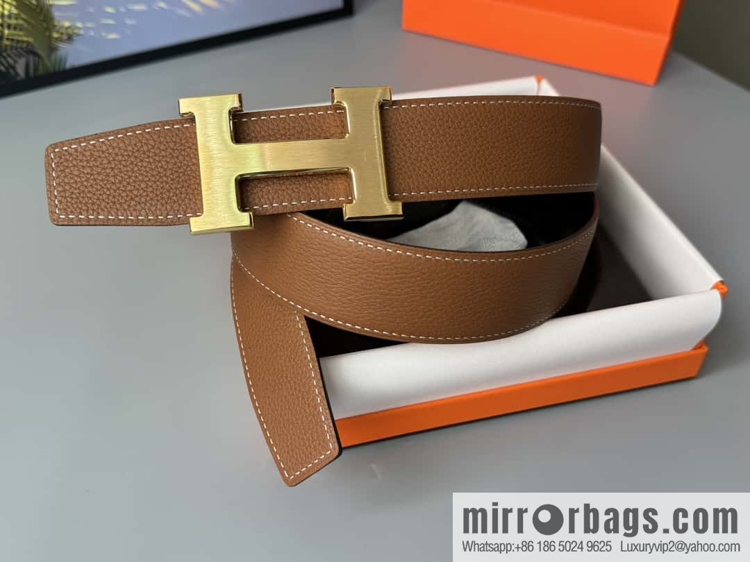 Hermes Togo Leather Double Sided Leather Belt 38mm